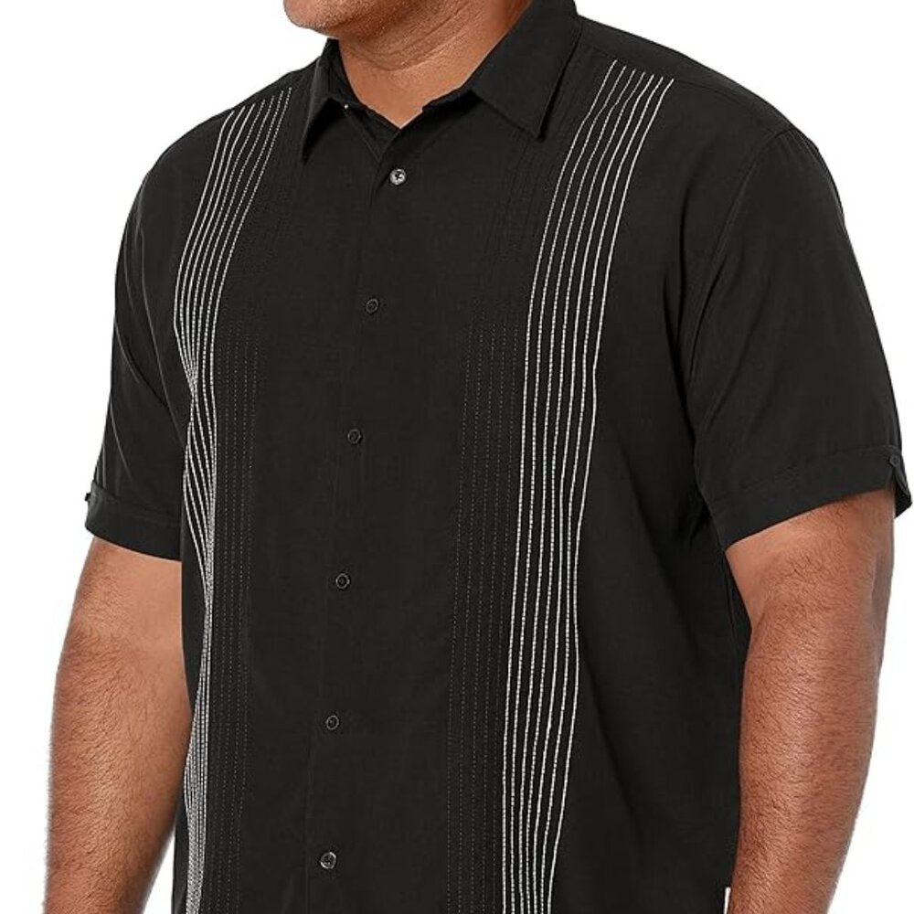 New - 2XLT - Black Short Sleeve Shirt with Silver/grey stitching